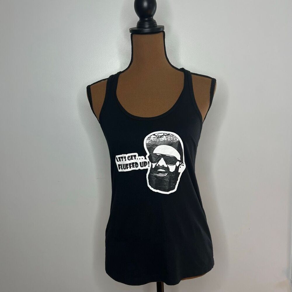 Next Level “Let’s Get fluffed Up!” Bearded Man Screenprint Racerback Tank, Small - Picture 7 of 7